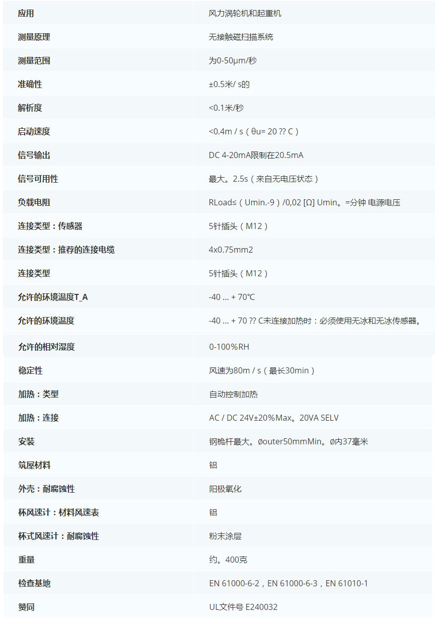 德***科瑞文Kriwan　INT10风速传感器13 N 219 S34技术参数