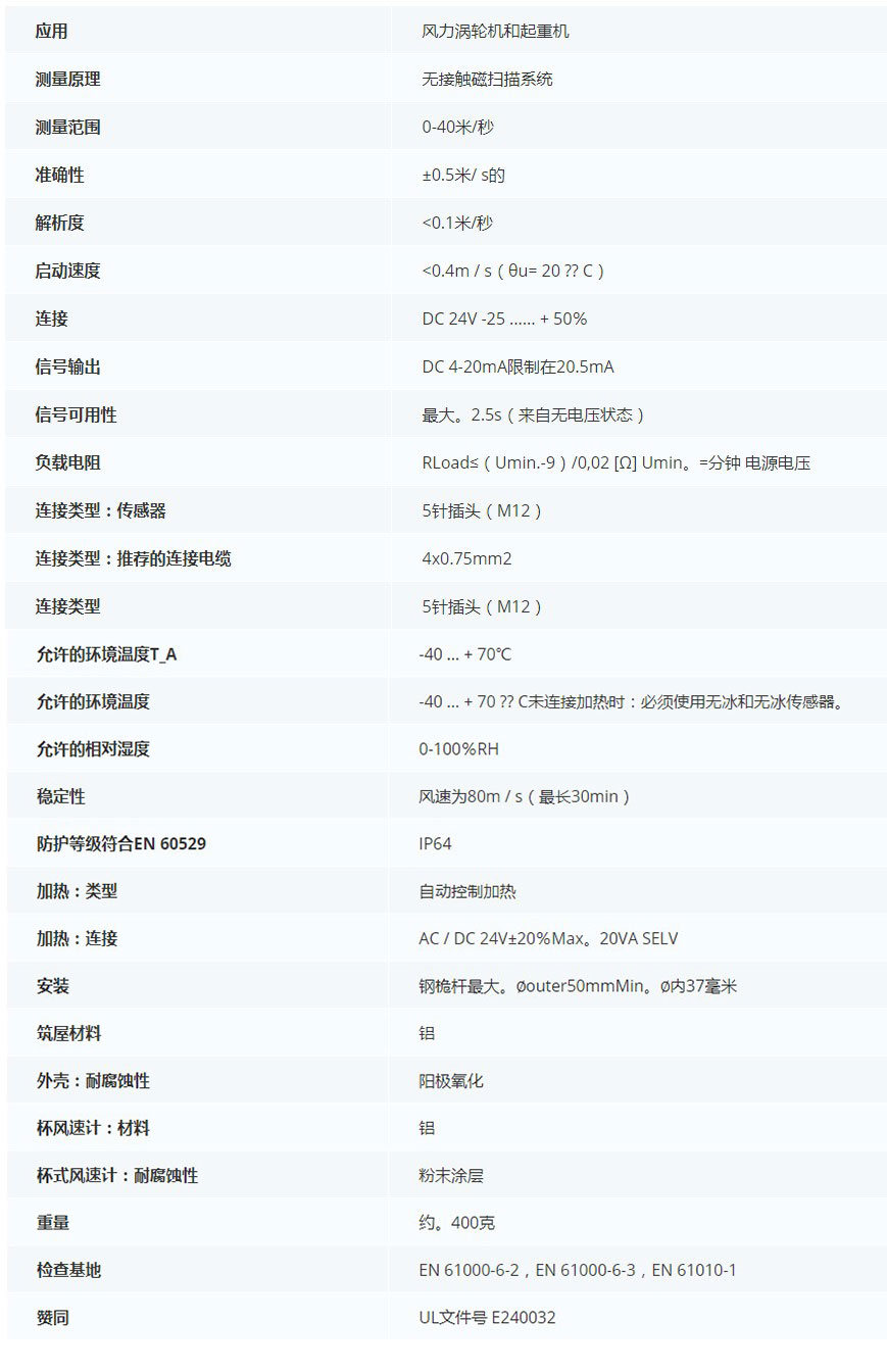 德***科瑞文Kriwan　INT10风速传感器13 N 219 S30技术参数