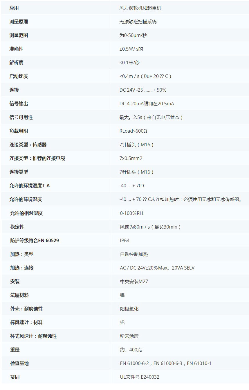 德***科瑞文Kriwan INT10风速传感器13N219S51技术参数