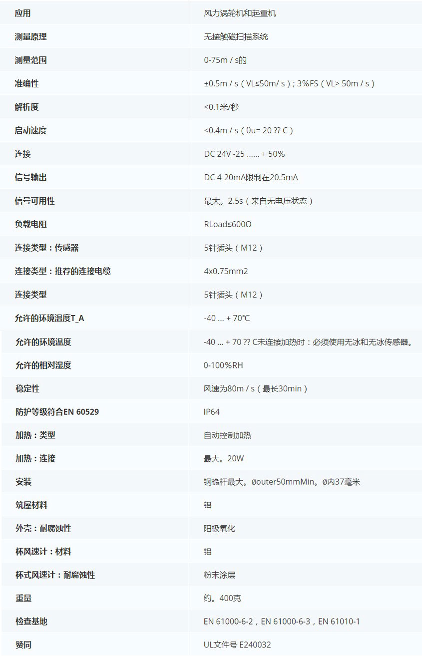 德***科瑞文Kriwan INT10风速传感器13N290S100技术参数