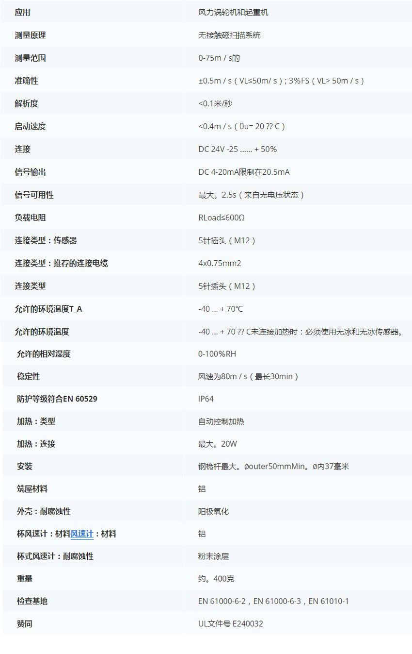 德***科瑞文Kriwan INT10风速传感器13N290S101技术参数